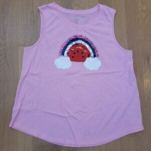 Wonder Nation Girls Pink Tank Top XXL 18 Sequin Watermelon Rainbow Shirt